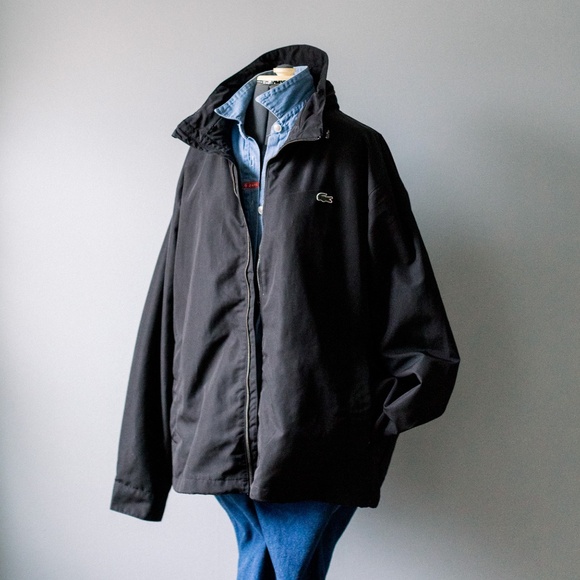 LACOSTE Men's Zip Up Lightweight Jacket - Black - Hidden Hood - XL - Picture 10 of 10